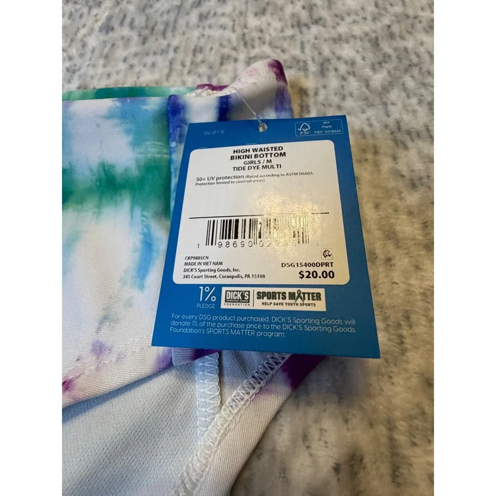 DSG Girls High Waisted Bikini Bottom Tide‎ Dye Multi Size M NWT